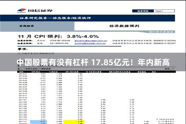 中国股票有没有杠杆 17.85亿元！年内新高