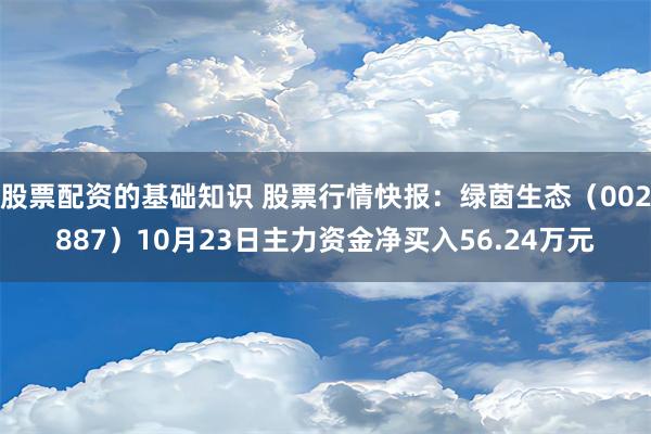 股票配资的基础知识 股票行情快报：绿茵生态（002887）10月23日主力资金净买入56.24万元